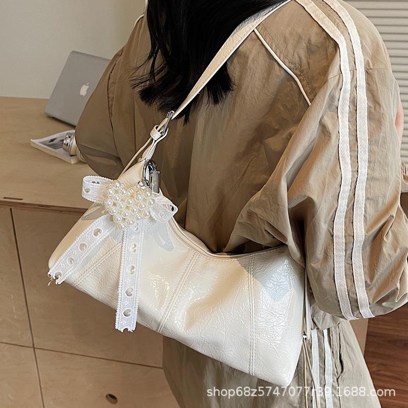 Popular Foreign Design Pearl Handbag Bag Women's 2025 New Crossbody Bag Bow One Shoulder Underarm Bag