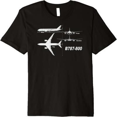 B787-800 Ручная Рисовка Графика Самолета Премиум Футболка