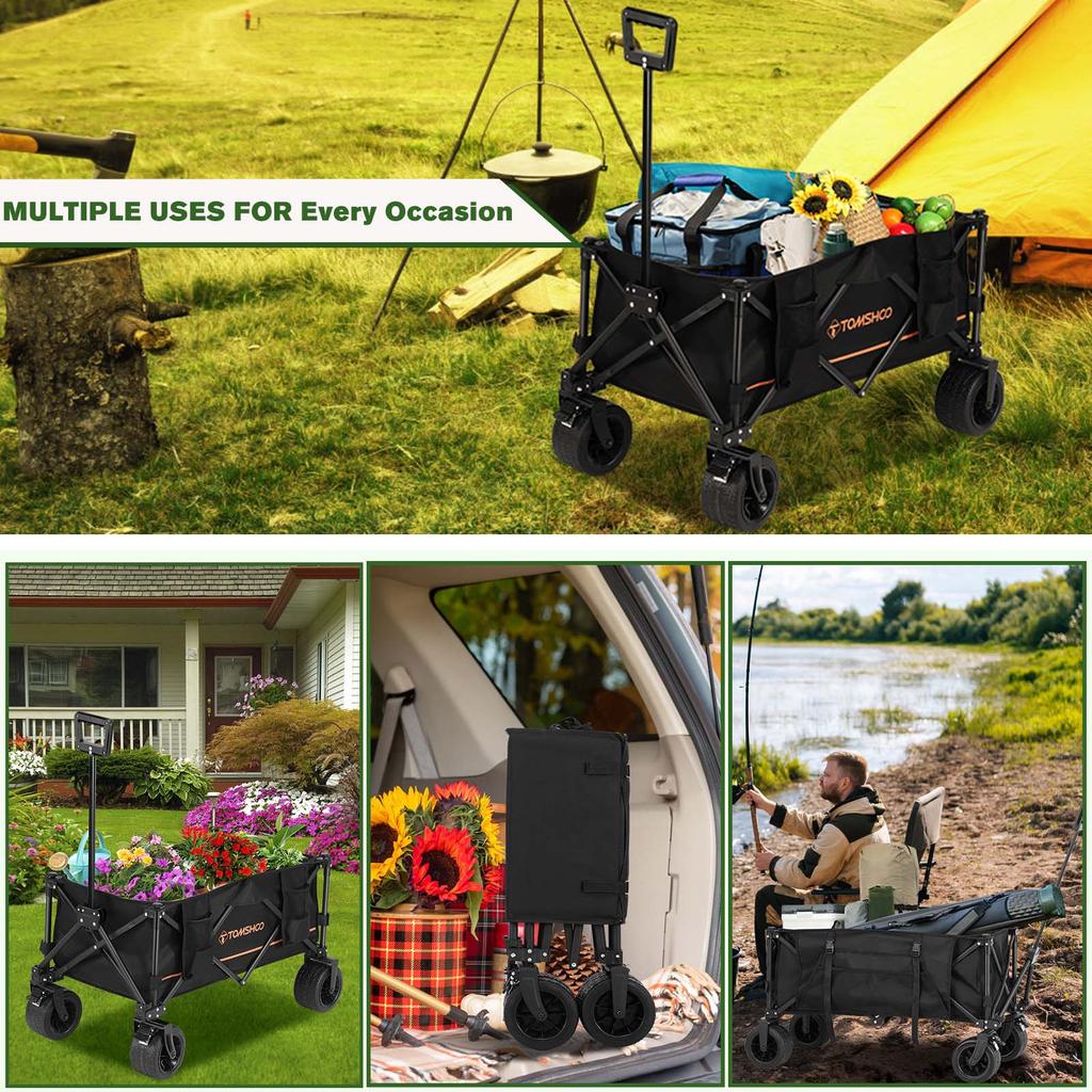 TOMSHOO Складная складная тележка/портативная туристическая тележка большой емкости/складная вездеходная тележка