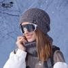 Winter Outdoor Warm Hat Scarf Two-piece Set Fleece Ear Protector Pullover Hat Women's Cold-proof Knitted Wool Hat