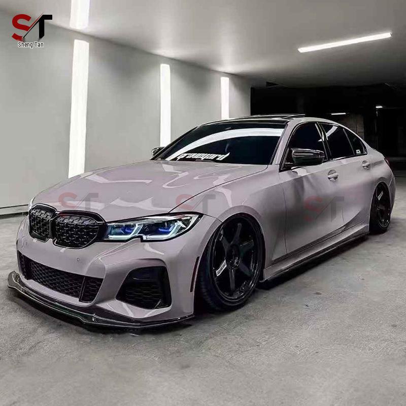 Комплект переднего сплиттера и диффузора бампера BMW 3 серии G20/G28 в стиле V из углеродного волокна