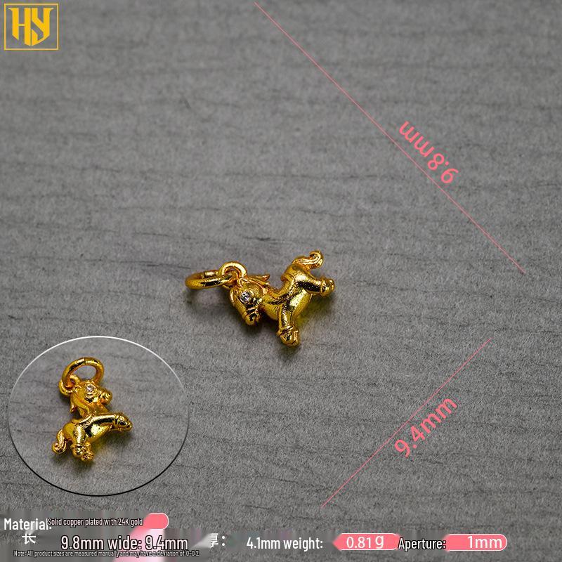 Позолоченный чистой медью кулон-шарм 'Единорог Года Лошади' для изготовления украшений своими руками