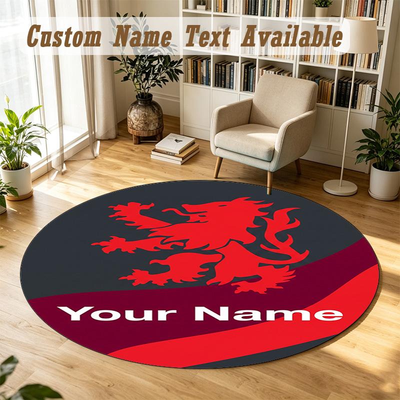Round Rug Custom NameMiddlesbrough FC Pattern Non Slip Carpet Home Floor Decor