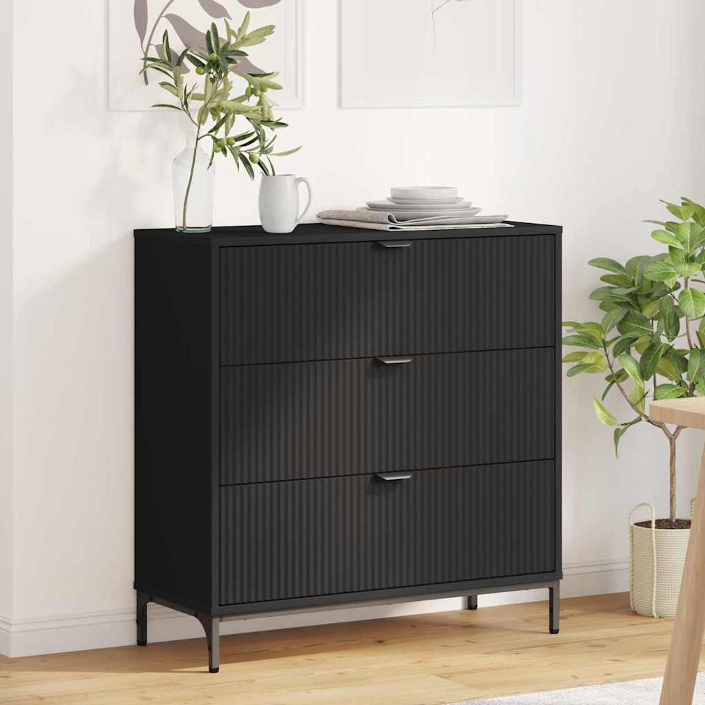 Sideboard Black 79.5 x 33 x 82 cm Engineered Wood
