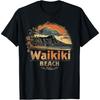Винтажная футболка в стиле ретро с изображением пальм и пляжа Вайкики, Гавайи, 70-80-х годов, для мужчин, женщин и детей.