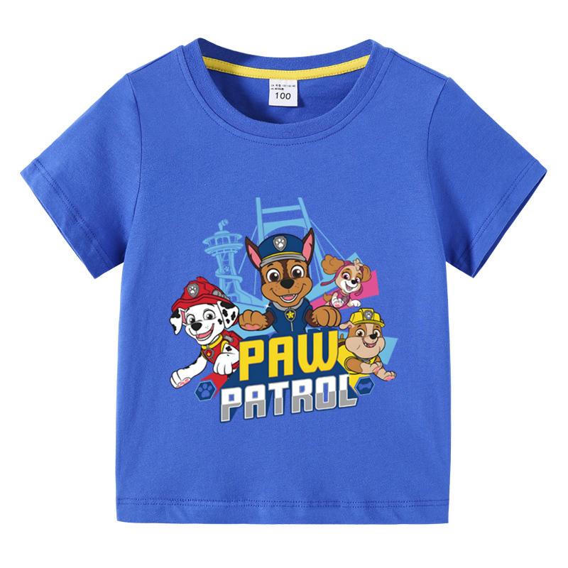 Paw Patrol Kids Clothing Tees Summer Printed Cartoon Fashion Short Sleeve Boys T-shirt Popular Design Children's Tshirt Crewneck