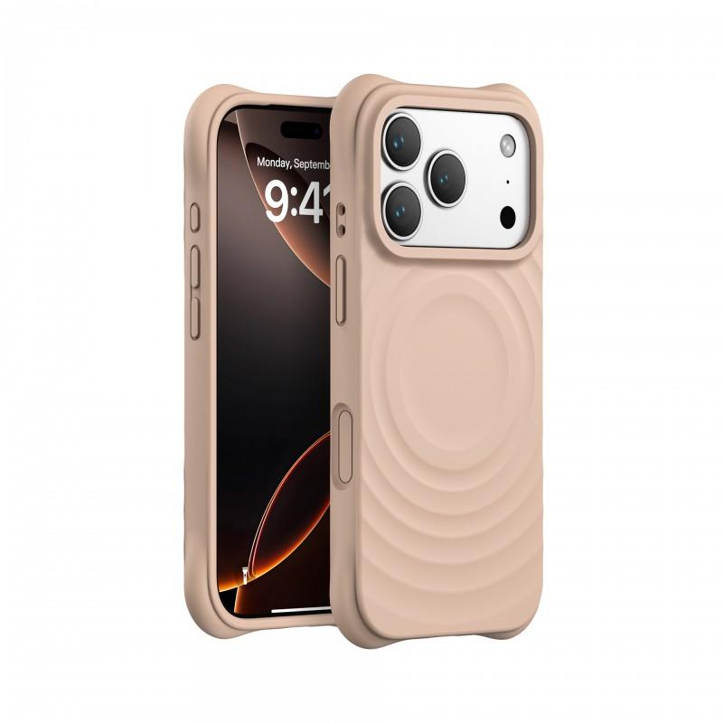 Liquid Silicone Phone Case IPhone 17 Pro With Magnetic Snap Wave Texture Shockproof Slim Minimalist Design