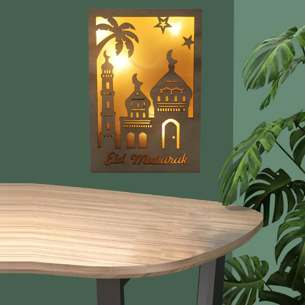 Креативная светодиодная деревянная лампа Eid Mubarak, лампа Ramadan для стола, декоративные поделки для дома, прикроватной тумбочки, мусульманская