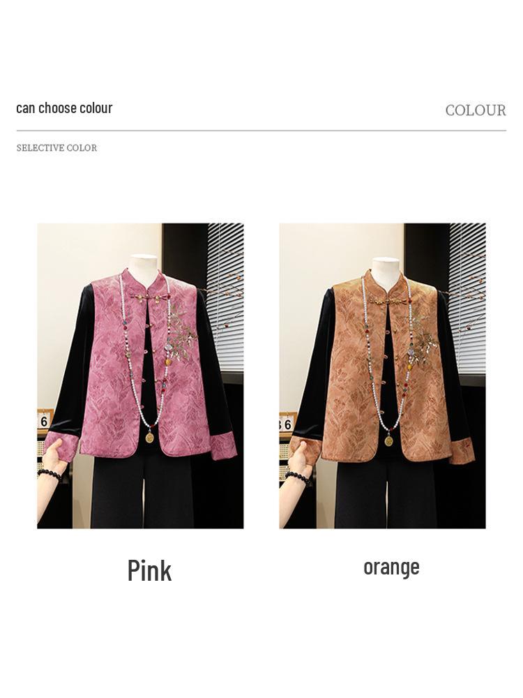 Стильный комплект: жилет и топ в китайском стиле для зрелых женщин
