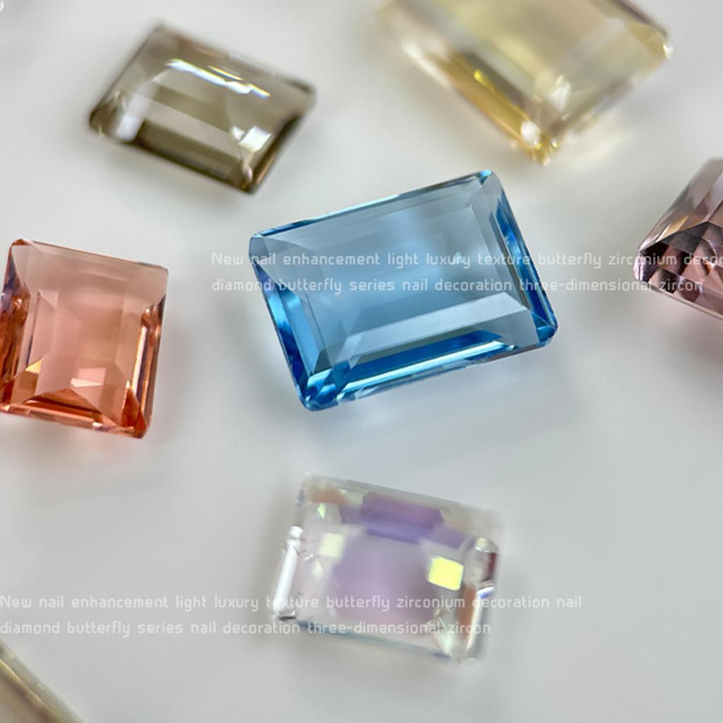 10 Pcs Nail Rhinestones Nail Crystal Gems Rectangular Nail Charms Clear Nail Art Charms Nail Art Decorations for Women