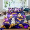 Galaxy Cat Duvet Cover Set Girls 3D Digital Cat Bedding Set Galaxy Colorful Cat Starry Sky Comforter Cover Lover Quilt Cover
