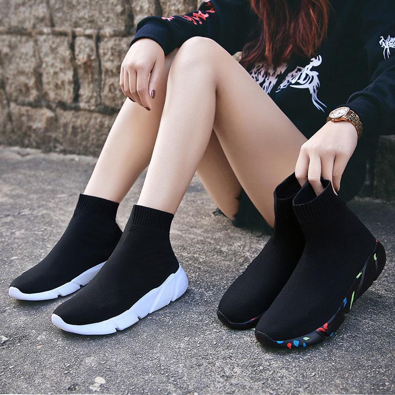 Knit Socks Sneakers Men's High Top Breathable Running Shoes Light Women Casual Chunky Sneaker Basketball Unsex Flat Sport Shoes