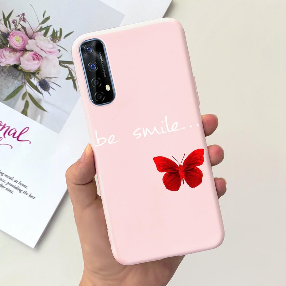For Realme 7 4G Global Version Case Matte Liquid Silicone Bumper Shell For Realme7 RMX2155 Back Cover Lovely Cat Design Fundas