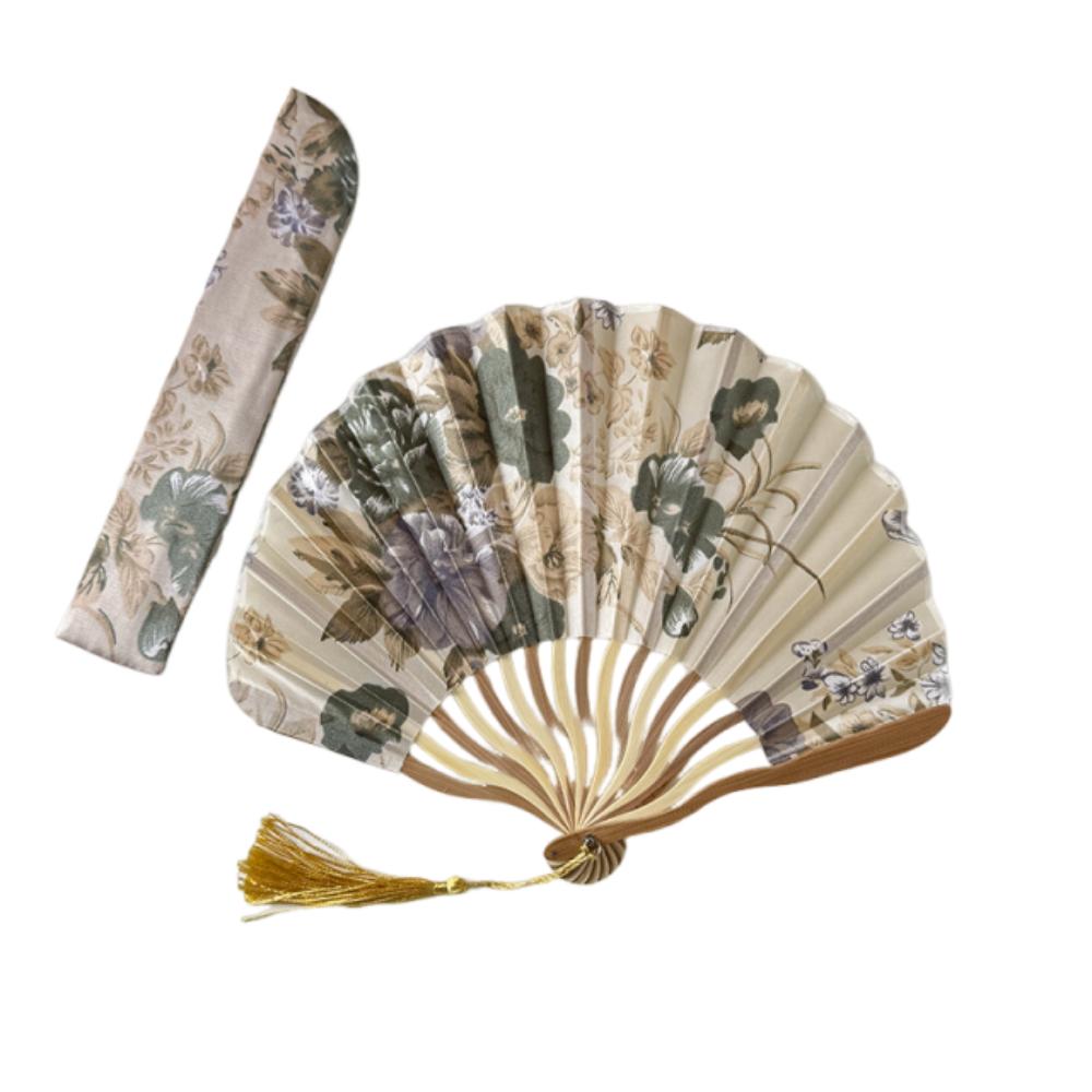 Шелковый складной веер в китайском стиле, классический складной веер с кисточкой, старинный ручной веер, подарок для девушки