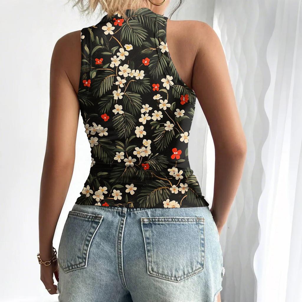 Женская летняя мода повседневная круглая горловина без рукавов облегающий топ-майка