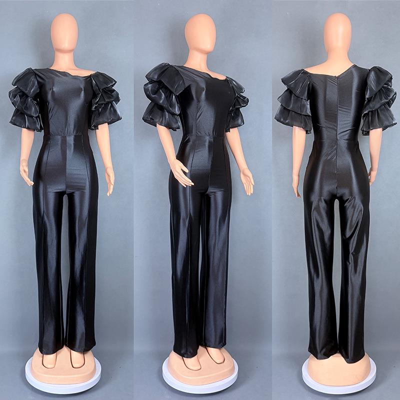 Женский комбинезон с одним плечом и многослойным рукавом, вечернее платье 5813