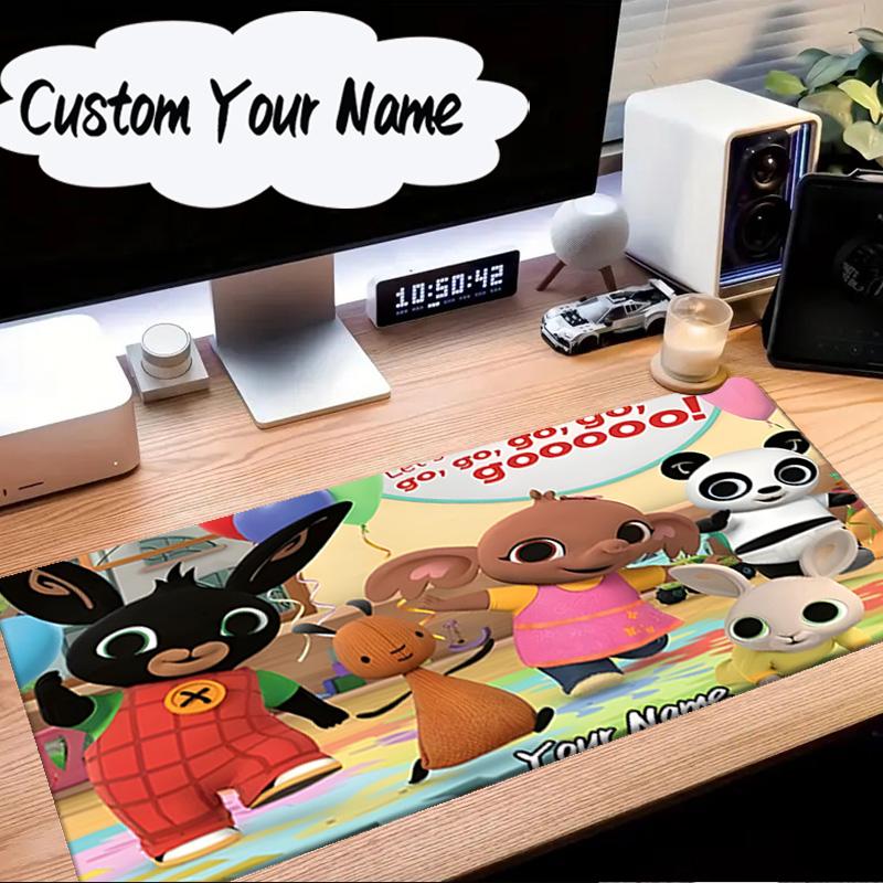 Custom Name Mouse pad rabbit Bing Friends Garden Party Mouse Pad Desk Mat, Non-Slip Rubber Backer Pad For Computer Notebook Gaming Mouse Pad Gift