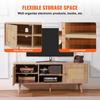 Rattan TV Stand, Boho TV Cabinet for 55 inch TV, Mid Century Modern TV Stand, Rattan TV Console with Adjustable Shelfs for Living Room, Media Room,