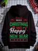 Men'S Christmas Pattern Hoodie with "Merry Christmas" Text, Snowflake And Tree Prints - Soft And W