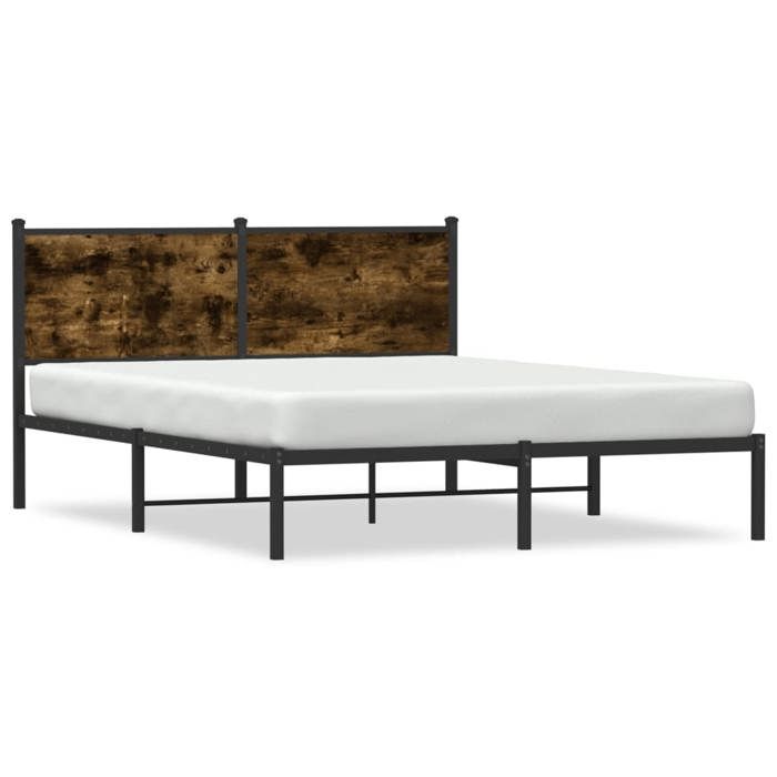 VidaXL Cadre de lit métal avec tête de lit chêne fumé 137x190 cm , lit double, meuble de chambre à coucher, lit d'invité, 4007666