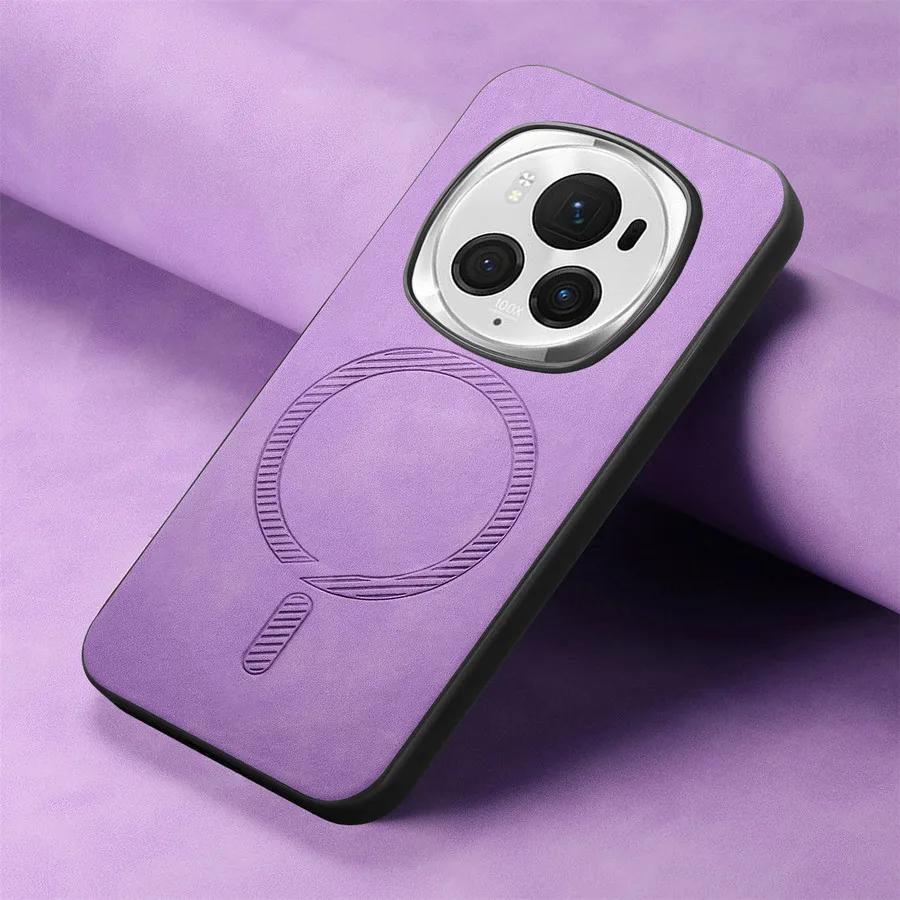 Для Huawei Honor Magic 6 Pro 5G Роскошный кожаный чехол для беспроводной зарядки Magsafe Магнитный чехол для Honor Magic6 Lite 6pro Противоударный бампер