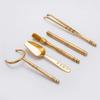 Pure copper tea ceremony six gentlemen set, brass kung fu tea set accessories tea clip, teaspoon pot pen, pure copper five-piece set