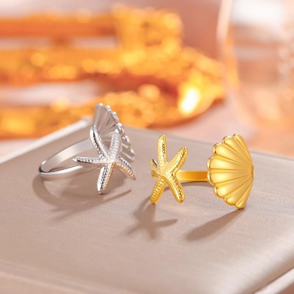 Elegant Open Finger Rings Zinc Zinc Alloy Stainless Steel Rings Fashion Shell Starfish Rings Women