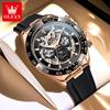 OLEVS Men's Watches Luxury Fashion Hollow Out Automatic Mechanical Wristwatch Original Brand Movement Moon Phase Waterproof Date
