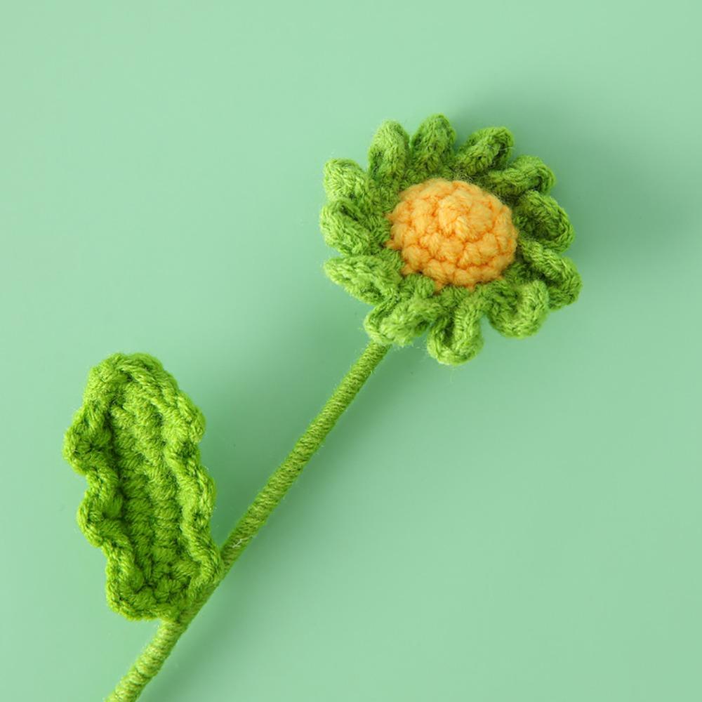 Festive 42cm Crochet Flower Hand-Knitted Sunflower Wedding Bouquet Table Decor for Valentine's Day Gift