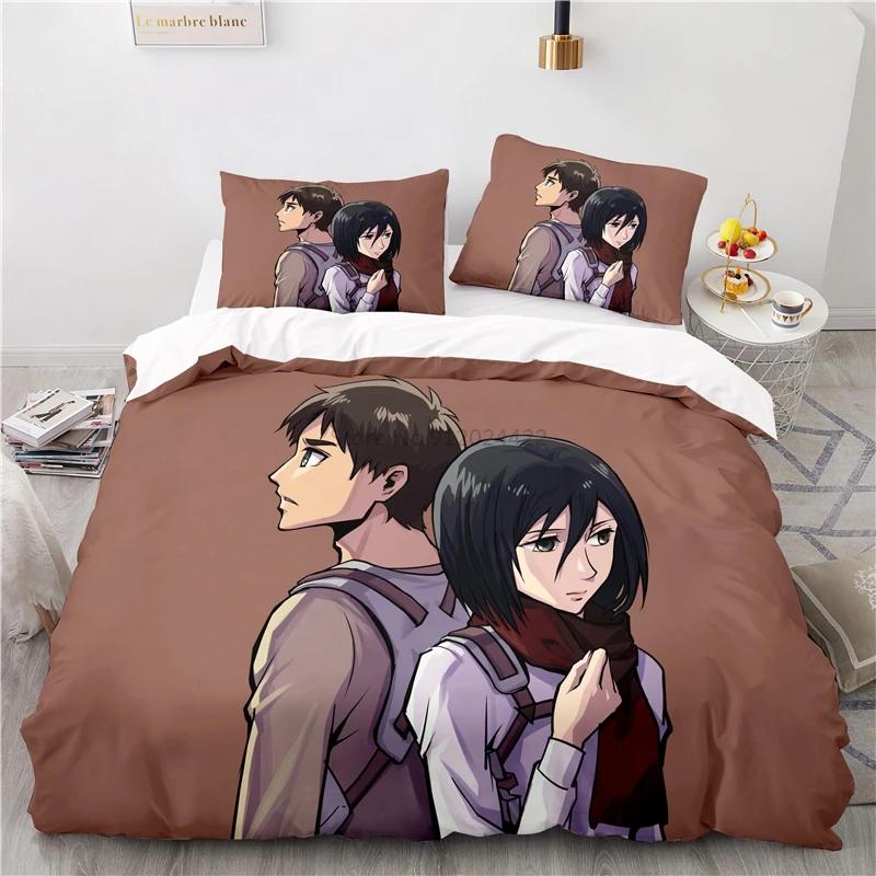 Japan Attack On Titan 3d Duvet Cover Sets Printed Bedding Set Pillowcase Twin Full Queen King Size Linen Bedclothes Dropshipping