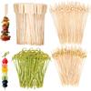 1000 шт. Шпажки для коктейлей 12 см Бамбуковые шпажки Зубочистки для закусок Изысканные натуральные деревянные зубочистки для фруктов для напитков Десерт Дерево Золотой шарик Еда