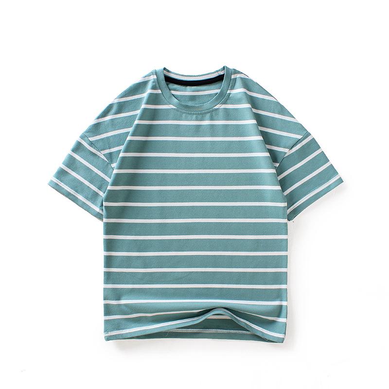 Летние детские свободные полосатые футболки с коротким рукавом