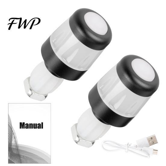 Outdoor Cycling Light 2Pcs Bicycle Handlebar End Light, Rechargeable Bike LED Flash Lamp, Plugs Safety Indicator for Nigh Riding Waterproof