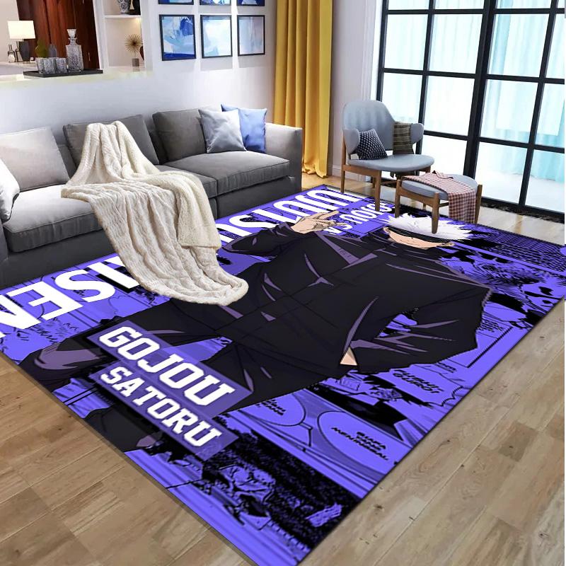 Jujutsu Kaisen Pattern Rug, Indoor/Outdoor Mat, for Picnic, Gameroom, Bedroom, Office, Living Room, Home Decor Carpet, Birthday Gift