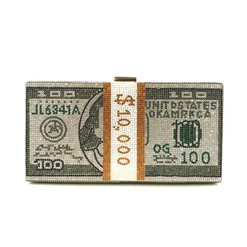 MENGHUO Клатч $10 000 Стопка денег Стразы Вечерний клатч