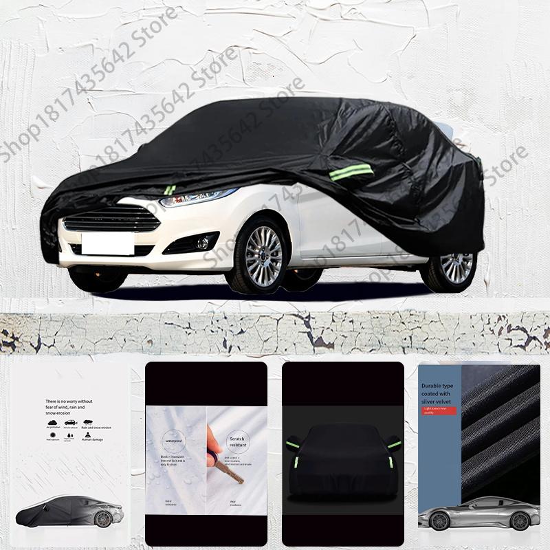 Для Ford Fiesta подходит Защита от непогоды Полный чехол на автомобиль Снежный чехол Тент Водонепроницаемый Пылезащитный Внешний чехол для автомобиля Черный