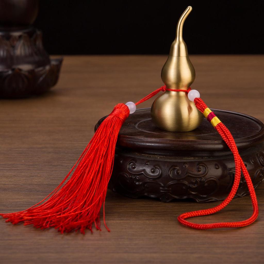 Exquisite Brushed Brass Gourd Pendant - Home Entrance Ornament & Housewarming Gift