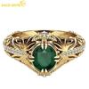 Classic Copper Alloy Green Zircon Ring Ladies Jewelry Wedding Promise Party Gift