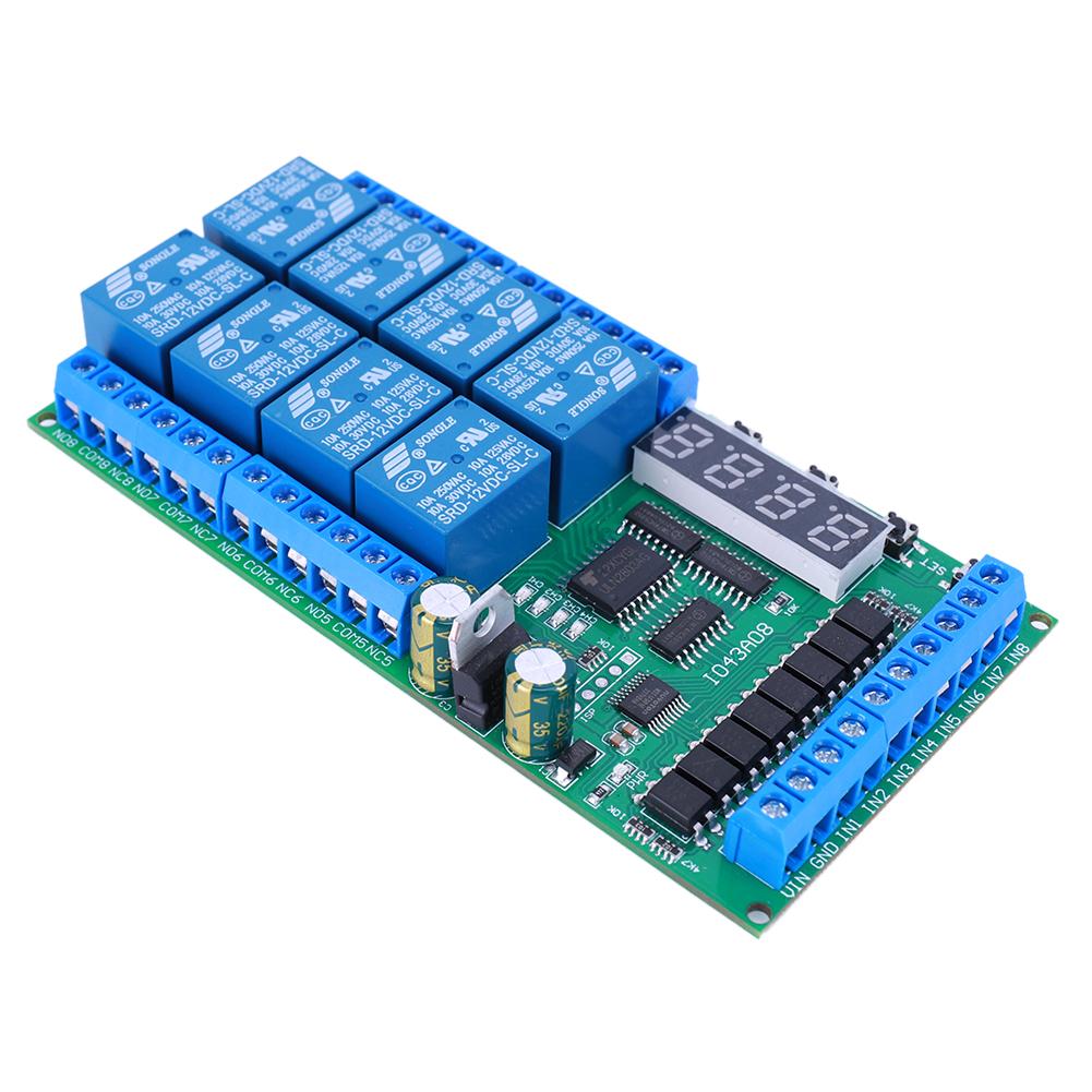 DC 12V 8-канальный многофункциональный таймер, реле времени, модуль переключения времени, циклический тайминг, блокировка, самофиксация, мгновенный, бистабильный