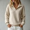 2026 Womens Waffle Knit Stand Collar Zip-Up Long Sleeve Pullover Hoodie Solid Color Casual Top