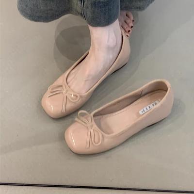 MUKEKe туфли-лодочки с красным бантом в сказочном стиле, увеличивающие внутреннюю высоту, 2025 осень, нежные, для ношения с юбкой, с круглым носком, с открытым верхом, женские туфли