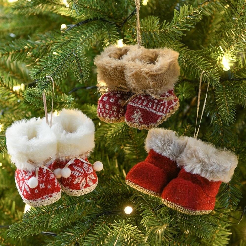 Colorful Fabric Fabric Hanging Decoration Plush Mini Shoes Ornament Christmas Tree Decoration