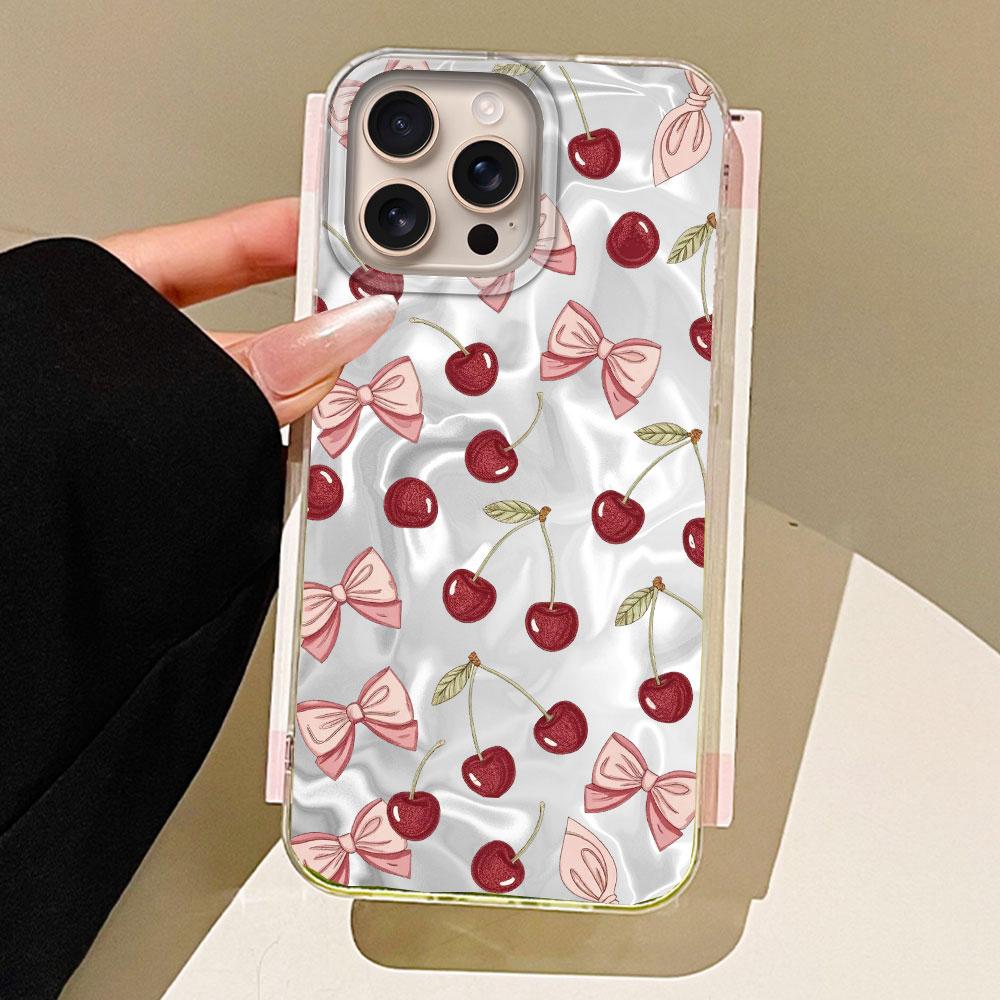Летний Чехол для Телефона с Фруктом Вишня Женский Водная Текстура для iphone 16 15 14 7 8 Plus 13 11 12 Pro Max X XS XR SE 2022 2020 16e Чехол