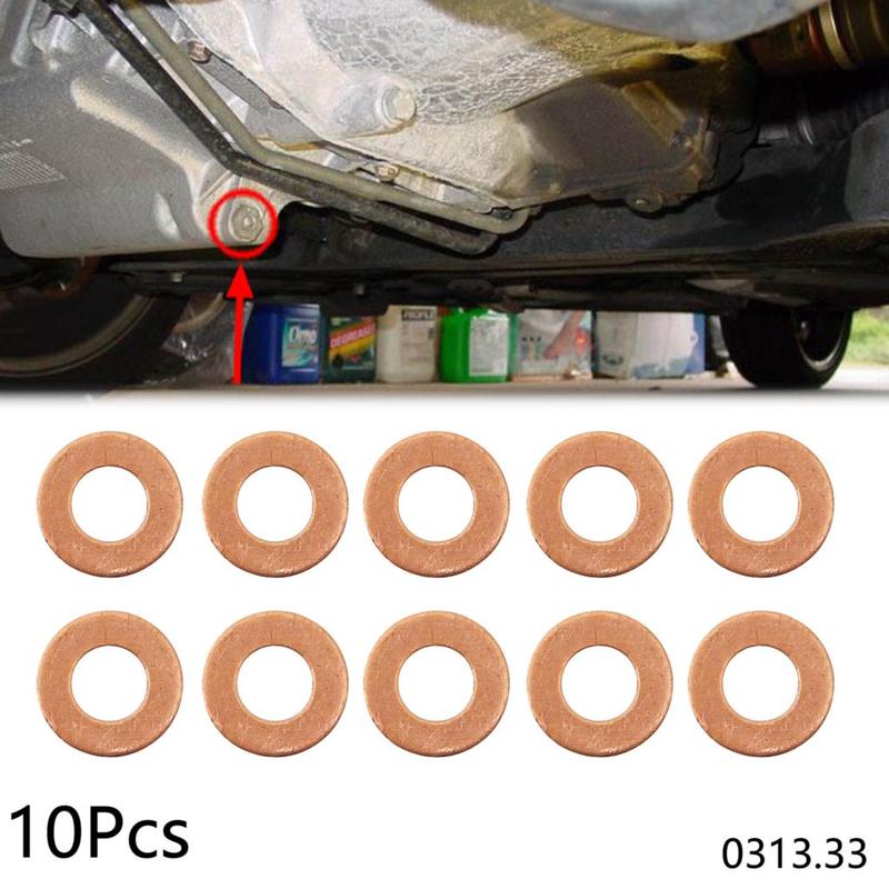 Set of 10 Oil Drain Plug Gaskets 0313.33 For Peugeot 207 208 307 308 406 Citroen C3 C5 10X20X1.8mm Oil Pan Screw Washers Gaskets
