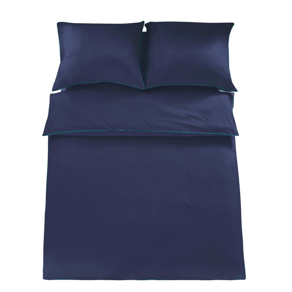 Basic Bedding Set 220X200 Navy Blue Turquoise Trim