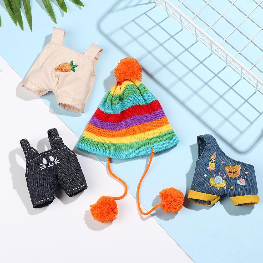 Мягкие куклы, мультяшный животный узор, кукольная одежда, мини-комбинезон, плюшевые брюки на подтяжках, вязаная шапка