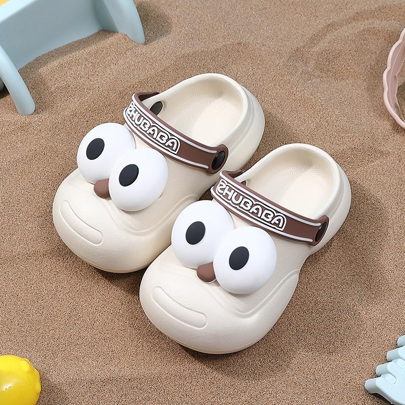 EVA дырочные туфли летние для мальчиков и девочек мультяшные с большими глазами для среднего и старшего возраста носить мягкую подошву крутые тапочки для дома и улицы