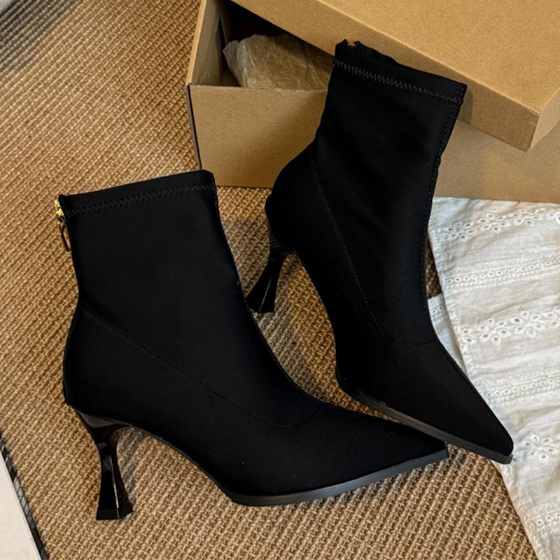 Модные женские ботильоны с острым носом на высоком каблуке, сексуальные модные туфли, дизайнерские роскошные лодочки, 2025 Зимние, для платья, для вечеринки, Челси, Botas Mujer