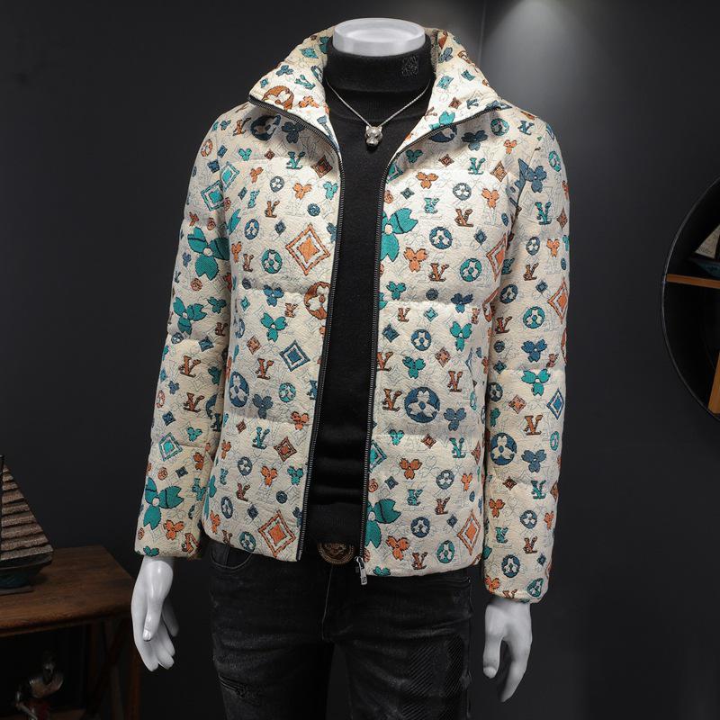 Мужская высококачественная жакардовая куртка с 90% пуха - Осенне-зимняя коллекция 2025