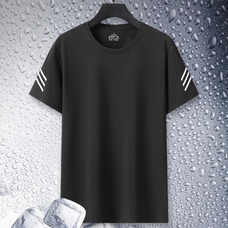 Летняя футболка из ледяного шелка с коротким рукавом, мужская эластичная быстросохнущая футболка с короткими рукавами, мужская верхняя одежда, мужская одежда